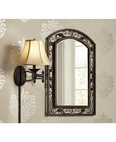 Godia French Country Indoor Swing Arm Wall Lamp Bronze Plug-In Light Fixture Dimmable Beige Softback Bell Shade for Bedroom Bedside House Reading Livi