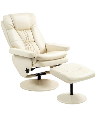 Homcom Swivel Recliner with Ottoman Reclining Chair and Footrest,