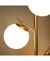 3-Light Gold Floor Lamp with Globe Shade