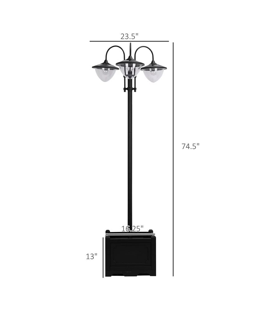 Solar Lamp Post with Planter, 6 Hour Led Lighting
