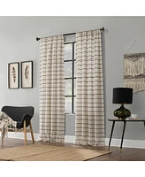 Twill Stripe Anti-Dust Linen Blend Sheer Curtain Panel