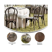Hensler Set Of 2 Weather-Resistant Wood Look Stackable Resin Thonet Chairs For Indoor/Outdoor Use