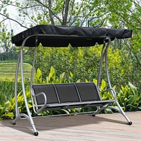 3-Seat Outdoor Canopy Swing with Adjustable Shade