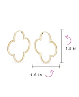 Bling Jewelry Simple Clover Flower Shaped Thin Tube Endless Hoop Earrings Sterling Silver 1.5 Diameter