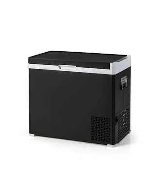 53QT Portable Dual Zone 12V Car Refrigerator Compressor Fridge Freezer for Vehicles Camping Travel-Black
