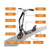 Hurtle Lightweight and Foldable Kick Scooter - Adjustable Scooter for Teens and Adult, Alloy Deck with High Impact Wheels (Real Tree)