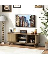 Tv Stand for Tv up to 55 Inch Television Cabinet with 2 Open Shelves Sliding Doors