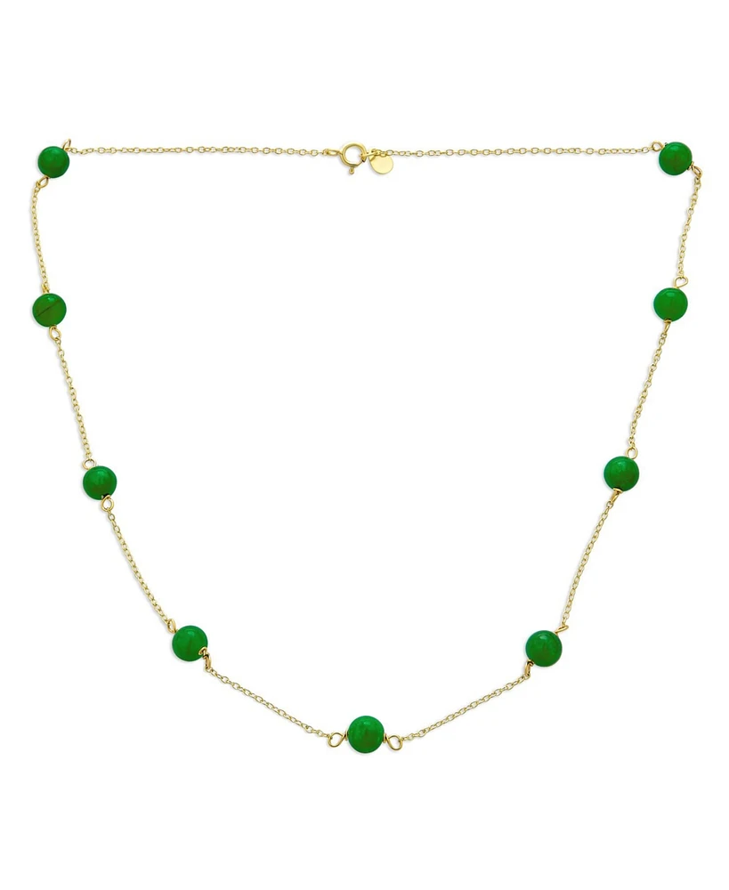 Bling Jewelry Tin Cup Freshwater Cultured Pearl Natural Stone Necklace Chain Station Yellow Gold Plated Sterling Silver 16 18 Inch