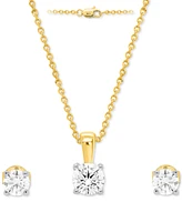 Forever Grown Diamonds 2-Pc. Set Lab Diamond Pendant Necklace & Matching Stud Earrings (1 ct. t.w.) Sterling Silver or 14k Gold-Plated Sterli
