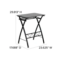 Tempered Glass Computer Desk With Pull-Out Keyboard Tray