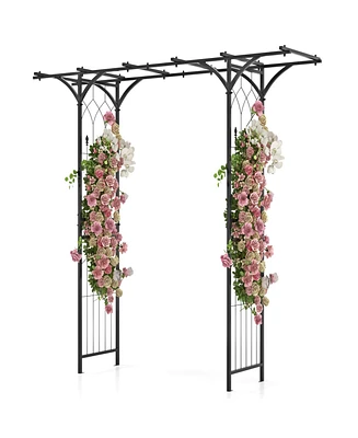 6.8 Feet Garden Arbor with Trellises for Climbing Plant Vine Rose