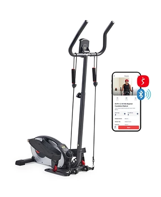 Sunny Health & Fitness Smart Compact Elliptical Cross Trainer with Handlebar and Exercise Bands, Magnetic Resistance, Bluetooth & SunnyFit App Connect