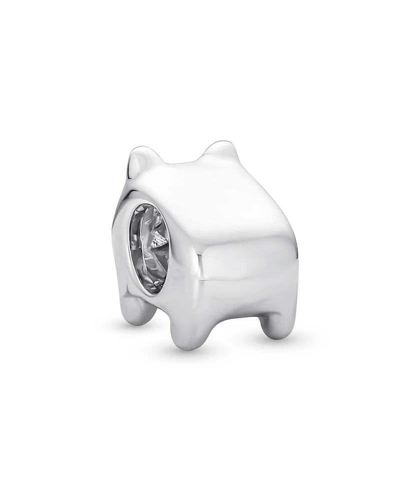 Bling Jewelry Small Puppy Pet Animal Lover Bff Spot Dog Charm Bead Oxidized Sterling Silver Fits European Bracelet