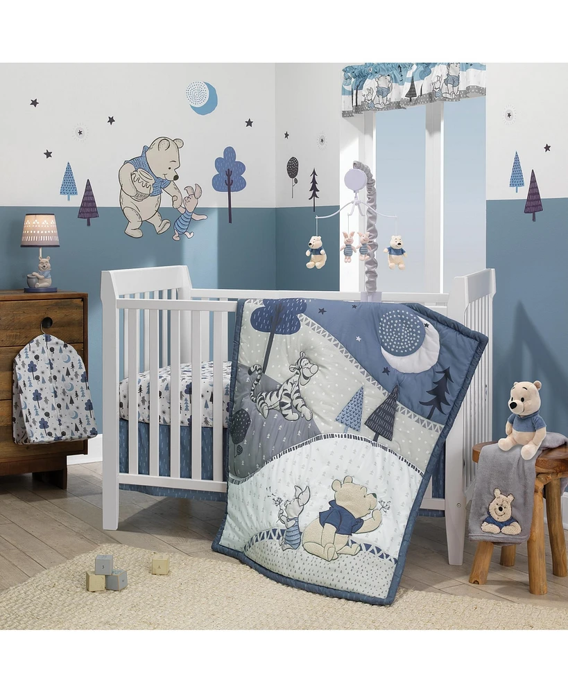 Lambs & Ivy Disney Baby Forever Pooh White/Blue Bear Fitted Crib Sheet by