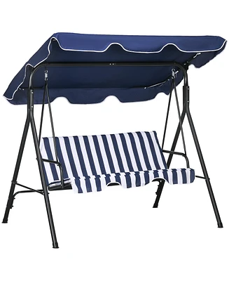 3-Seat Patio Swing Chair with Canopy and Cushion