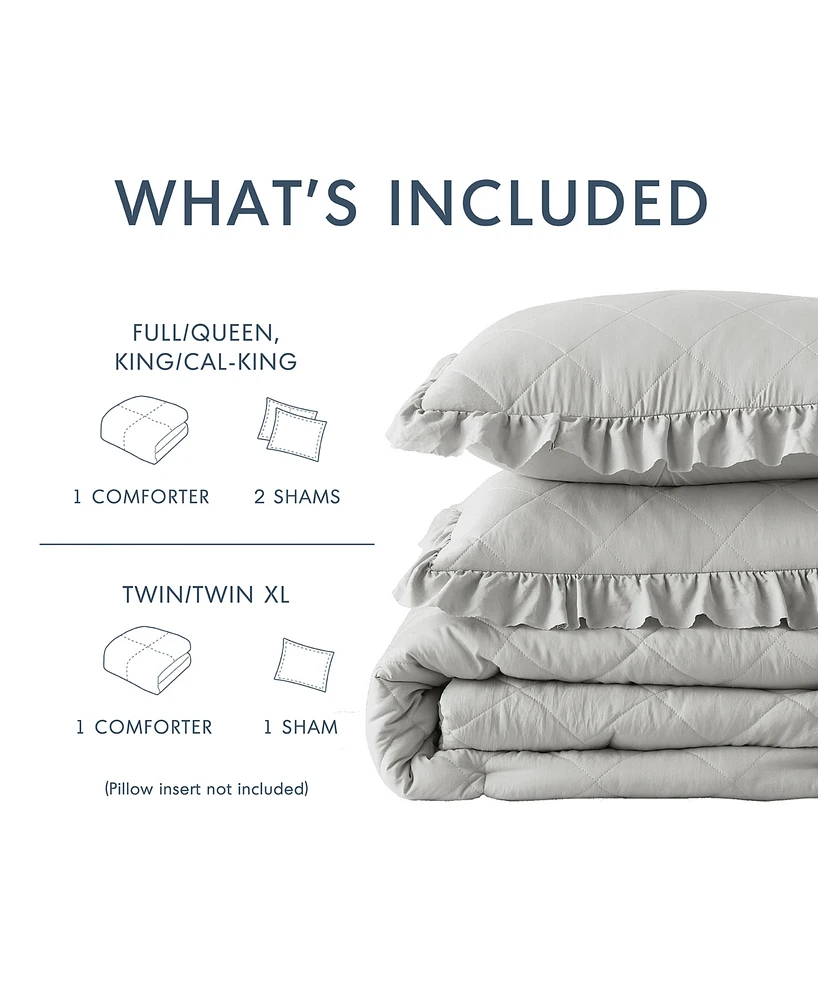 510 Design Phoebe Diamond Quilted Ruffle Edge 2-Pc. Comforter Set, Twin/Twin Xl