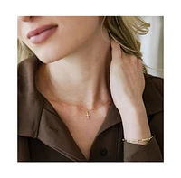 Vincero Women's Pave Cross Necklace – Sapphire Pendant in 14K Gold, 17.5"