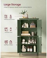 Bathroom Floor Cabinet with Adjustable Shelves for Towels and Toiletries