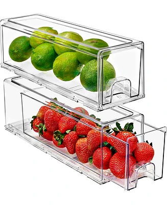 Sorbus 2 Pack Small Clear Stackable Pull-Out Drawers - Organization and Storage Containers for Kitchen, Pantry, Bathroom and More