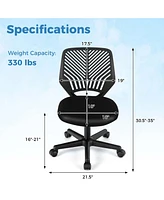 Height-adjustable Ergonomic Kids Desk Chair with Universal Casters Working