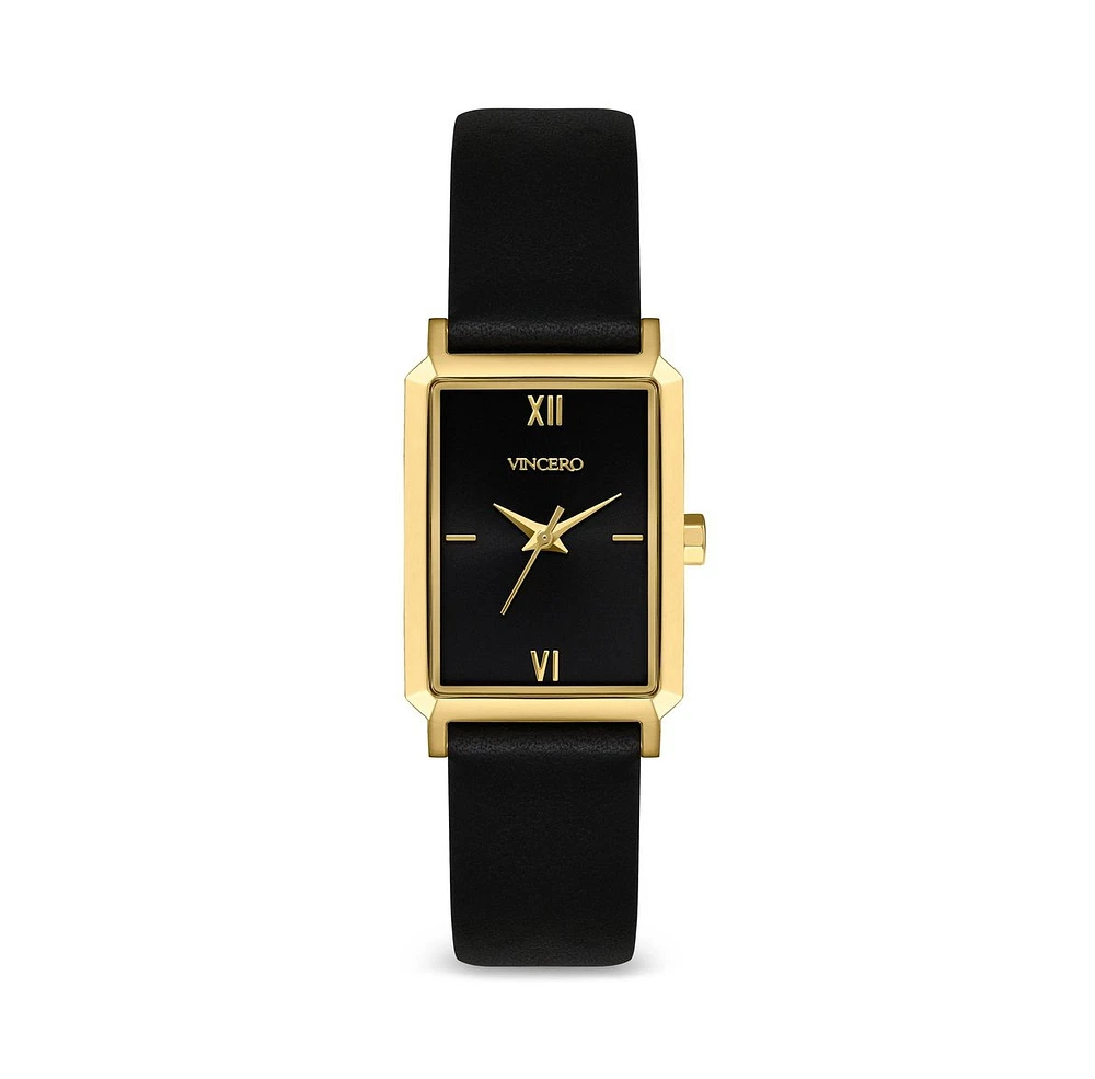 Vincero Womens Ava 2.0 Rectangular Watch with Full Grain Ecco Leather Strap