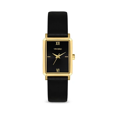 Vincero Womens Ava 2.0 Rectangular Watch with Full Grain Ecco Leather Strap
