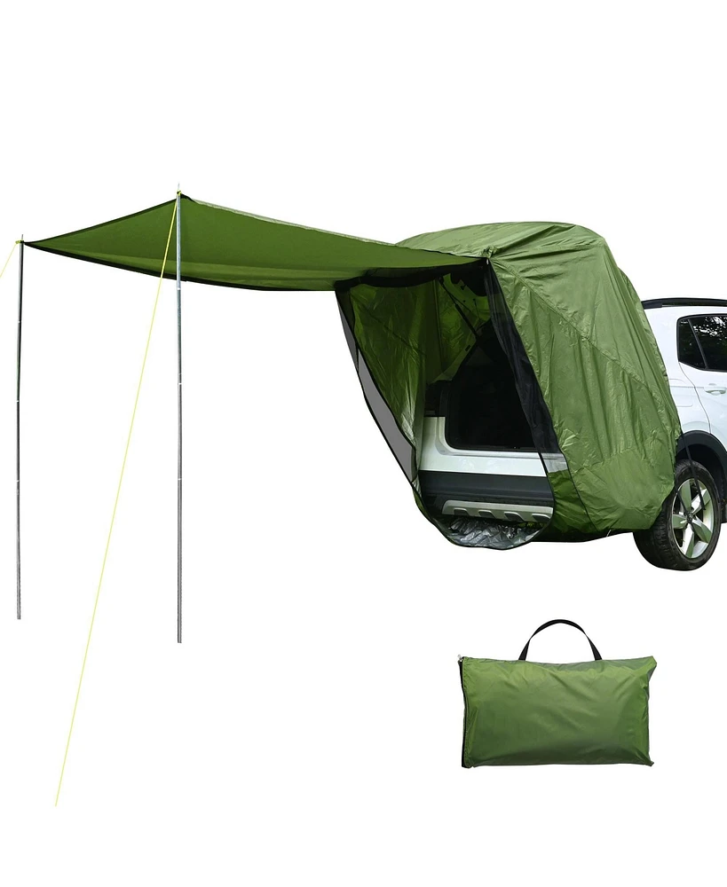 Yescom Universal Tailgate Tent with Pole for Suv/Van/Mpv/Cuv Camping Travel Hatchback Awning Shade Mesh Net Waterproof Green
