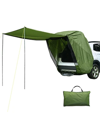 Yescom Universal Tailgate Tent with Pole for Suv/Van/Mpv/Cuv Camping Travel Hatchback Awning Shade Mesh Net Waterproof Green