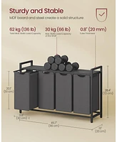 Laundry Hamper with 4 Removable Bags and Rolling Frame for Easy Sorting