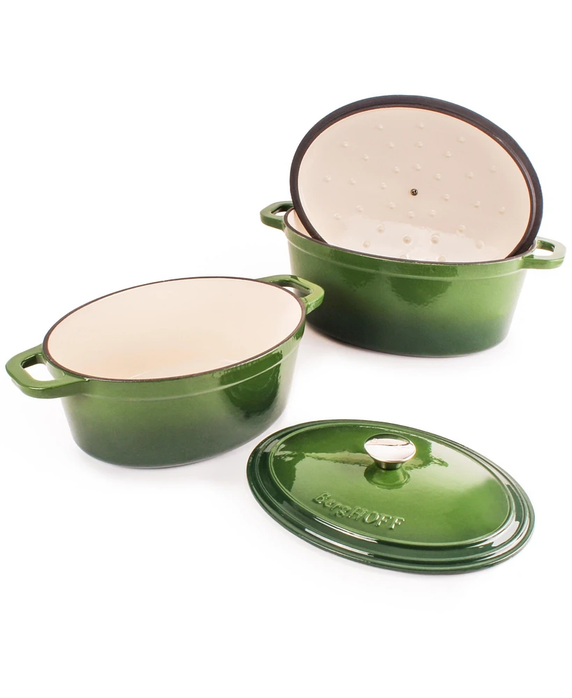 BergHOFF Neo 5pc Cast Iron Oval Dutch Oven Set with 10" Fry Pan
