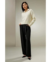 Relaxed Fit Wool-Cashmere Blend Sweater for Women