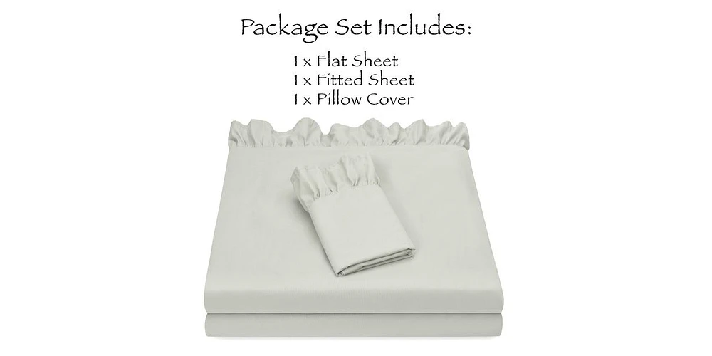 Chanasya Premium Ruffle Sheet Set - Shabby Chic Double Brushed Soft Ruffled Hem Solid Microfiber Fitted Sheet, Flat & Pillow Cover