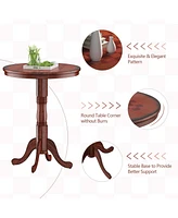 42 Inch Wooden Round Pub Pedestal Side Table with Chessboard