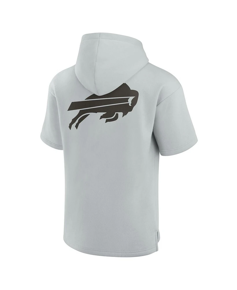 Fanatics Men's and Women's Gray Buffalo Bills Elements Super Soft Fleece Short Sleeve Pullover Hoodie