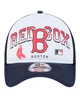 New Era Men's White Boston Red Sox Retro Wordmark 9FORTY A-Frame Trucker Adjustable Hat