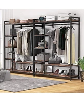 Tribesigns Free-standing Closet Organizer, Heavy Duty Clothes Closet, Portable Garment Rack with 6 Shelves and Hanging rod