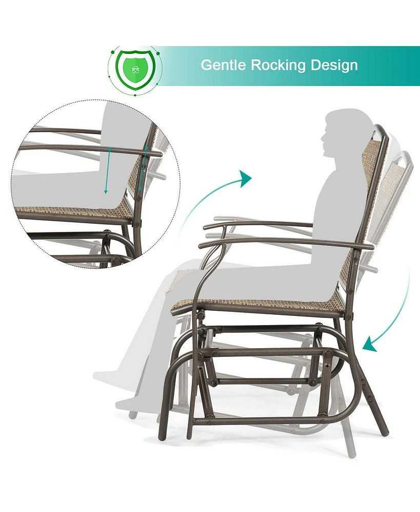 Sugift 2 Pieces Patio Swing Single Glider Chair Rocking Seating