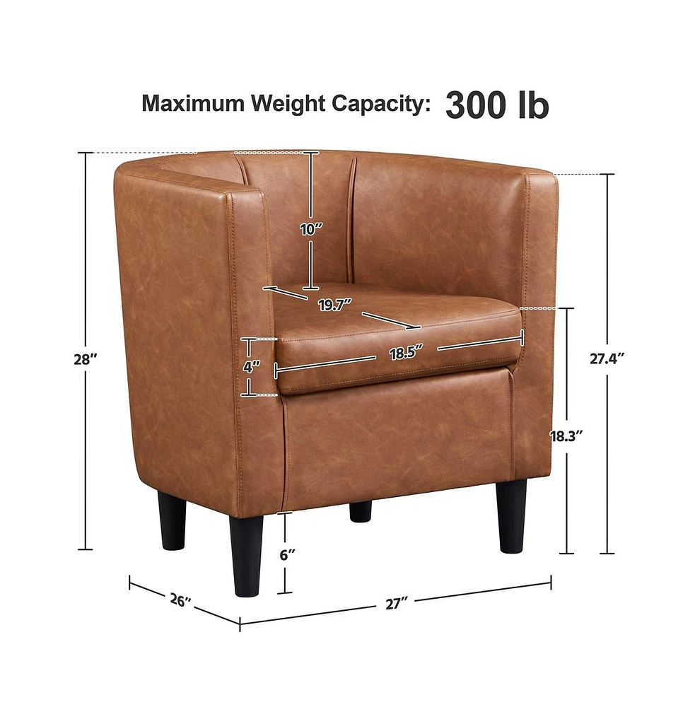 Yaheetech Barrel-shaped Chair Accent Arm Chair Faux Leather Club Chair