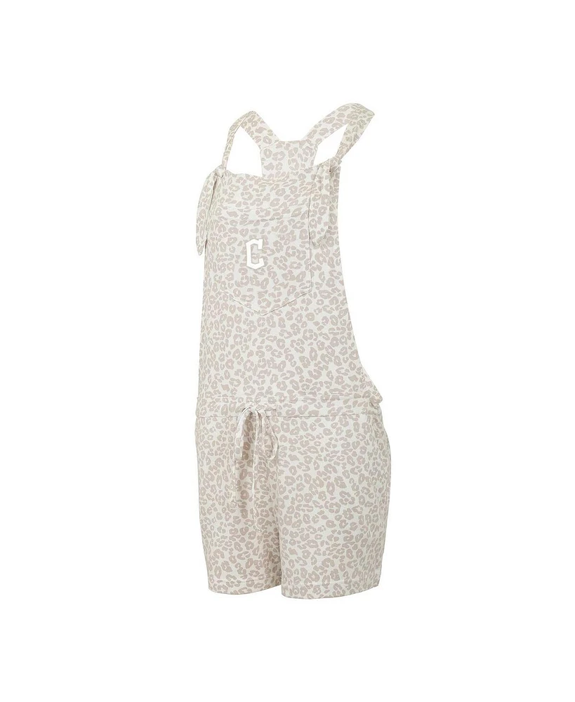 Concepts Sport Women's Cream Cleveland Guardians Montana Hacci Knit Romper Overalls