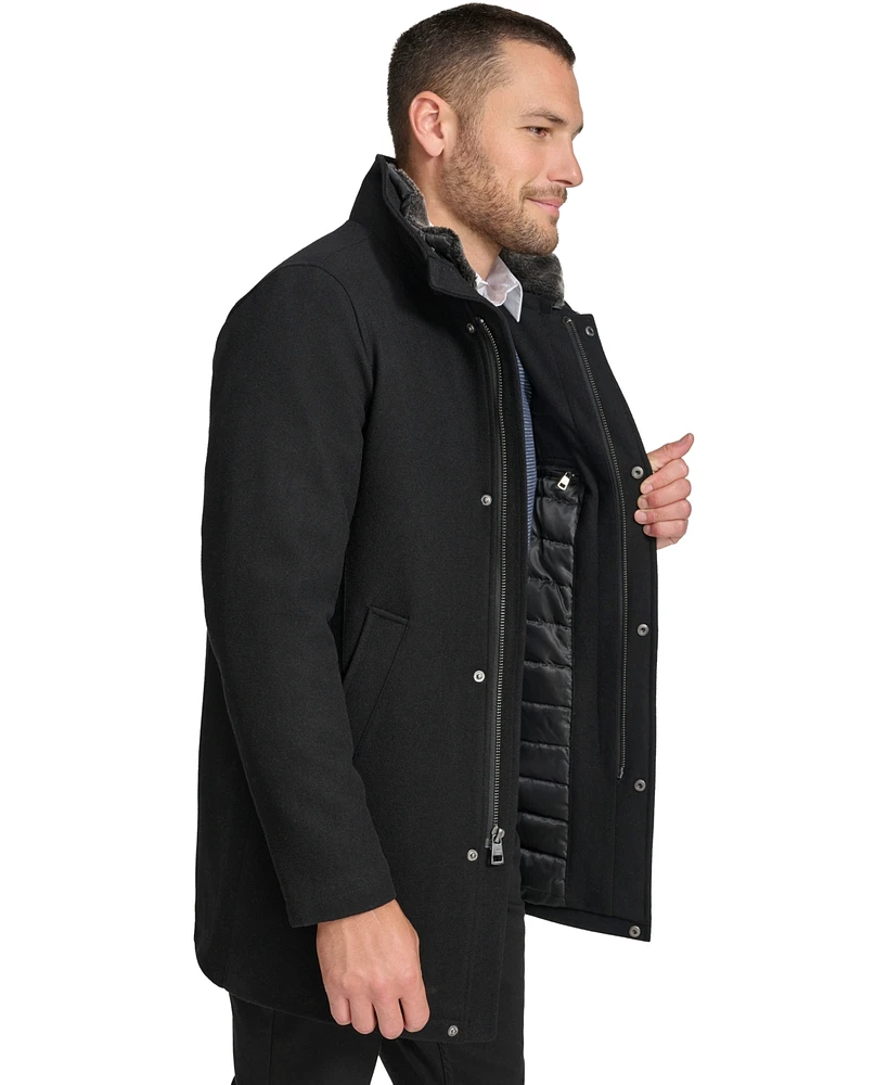 Calvin Klein Men's Urban Walker Coat with Detachable Faux Rabbit Fur at Interior Collar