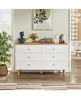 Tribesigns 6 Drawer Dresser, 47 inch Modern White Dresser for Bedroom, Wide Large Double Dresser Wood Storage Organizer Chest of Drawers for Closet Li