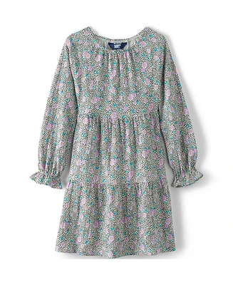Lands' End Big Girls Plus Long Sleeve Tiered Knit Dress