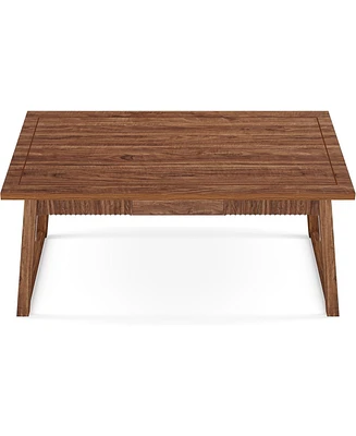 Tribesigns Home Office Executive Desk: 55 Inches Solid Wood Computer Desk with Drawer, Mid-Century Modern Study Writing Table, Rustic Pc Laptop Desk W