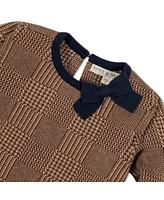 Hope & Henry Toddler Girls Long Sleeve Bow Detail Intarsia Sweater Dress