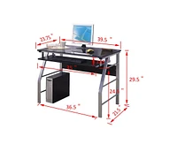 Kings Brand Furniture Metal and Glass Top Home Office Computer Desk/Table