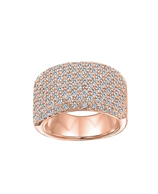Bling Jewelry Micro Pave Cubic Zirconia Cocktail Wide Cz Statement 1/2 Eternity Band Ring Rose Gold Plated .925 Sterling Silver