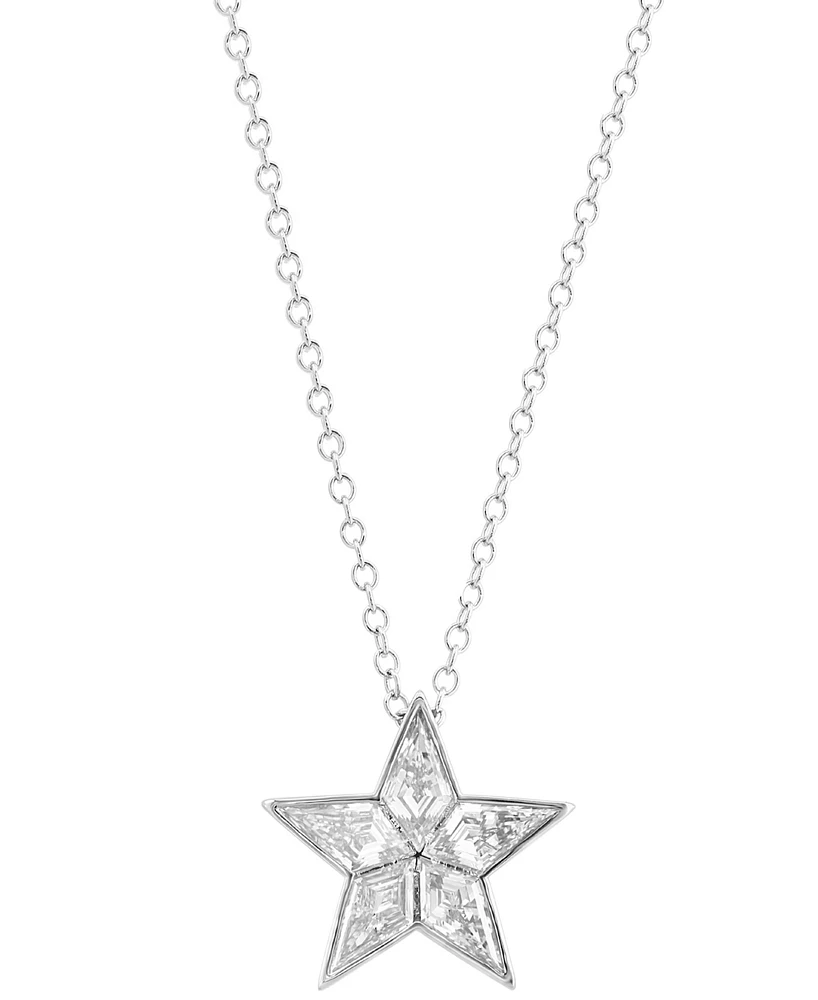 Effy Lab Grown Diamond Fancy-Cut Star Pendant Necklace (1 ct. t.w.) in 14k White Gold, 17" + 2" extender