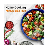 NutriChef 12'' Large Fry Pan with Lid - Non-stick Pan with Silicone Handle, Ceramic Coating Inside