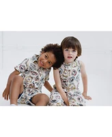 Sesame Street Baby Boys Cotton Gauze Matching Family Short Overalls