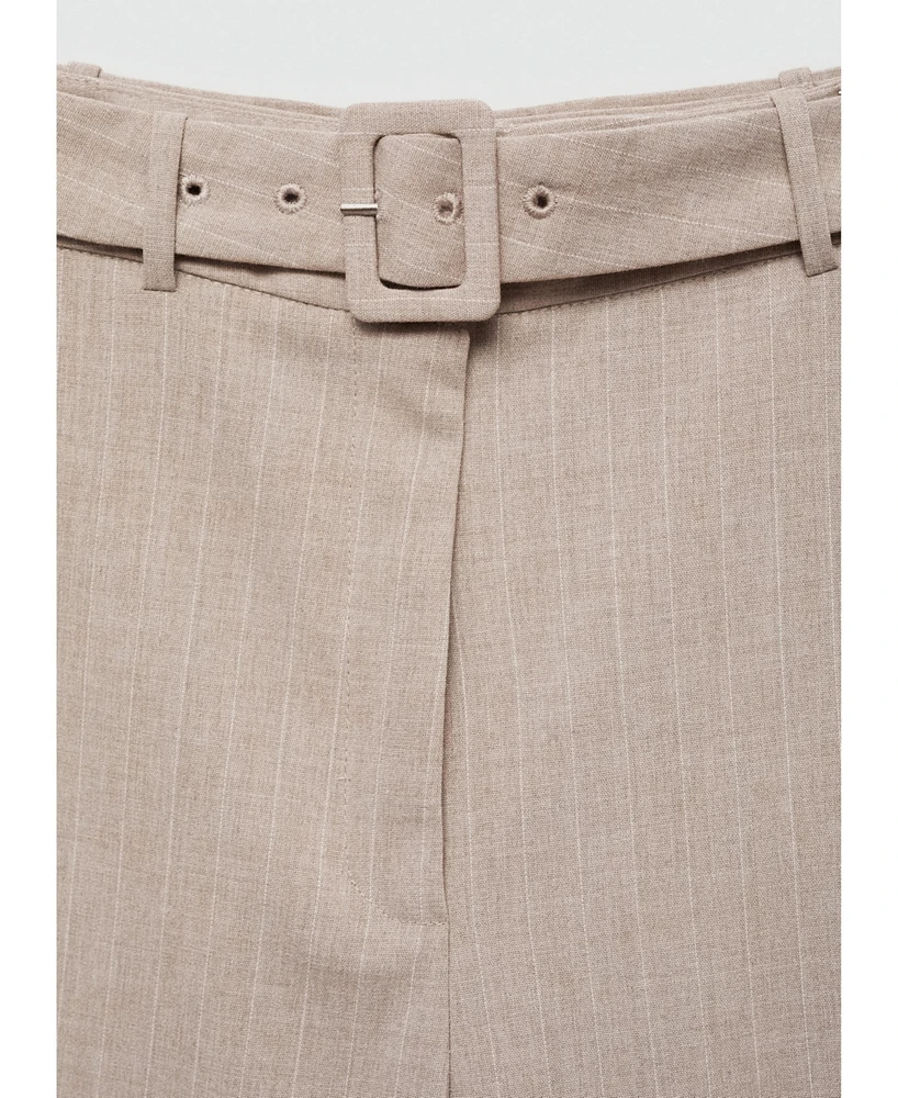 Mango Women's Chalk-Stripe Straight Trousers